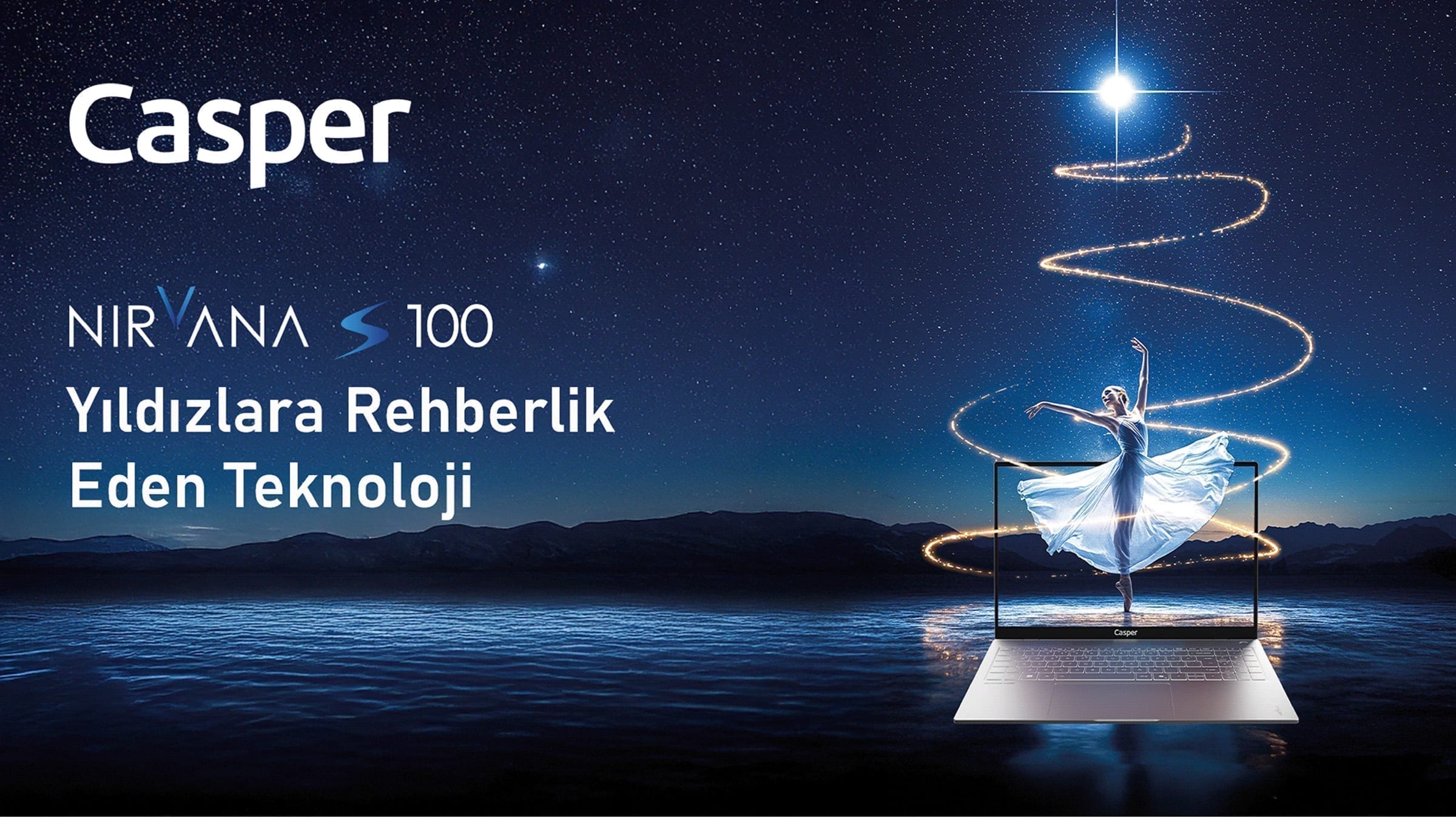 Nirvana S100 ballet campaign key visual featuring star motifs and fluid choreographic shapes.