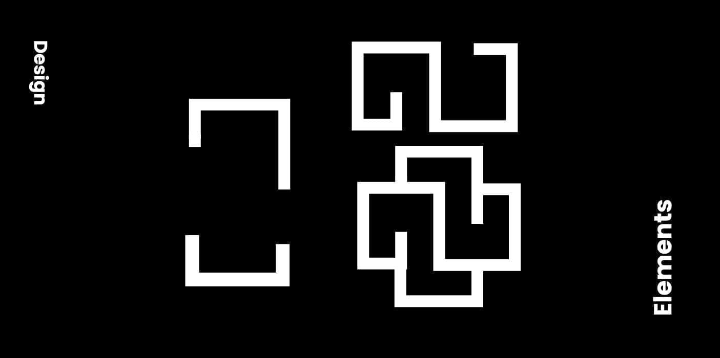 Brand pattern system derived from the Wermelinger cross, shown as outlined geometric elements on a black ground.