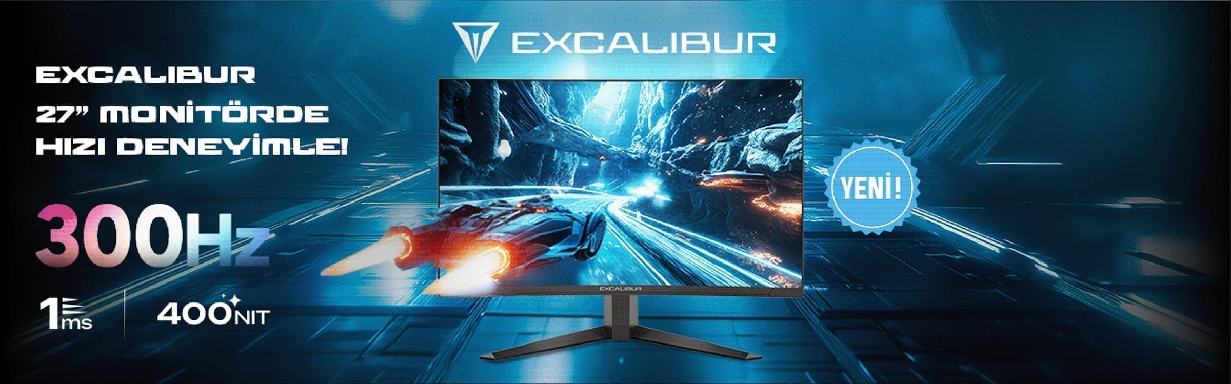 Excalibur 300Hz gaming monitor retail banner.