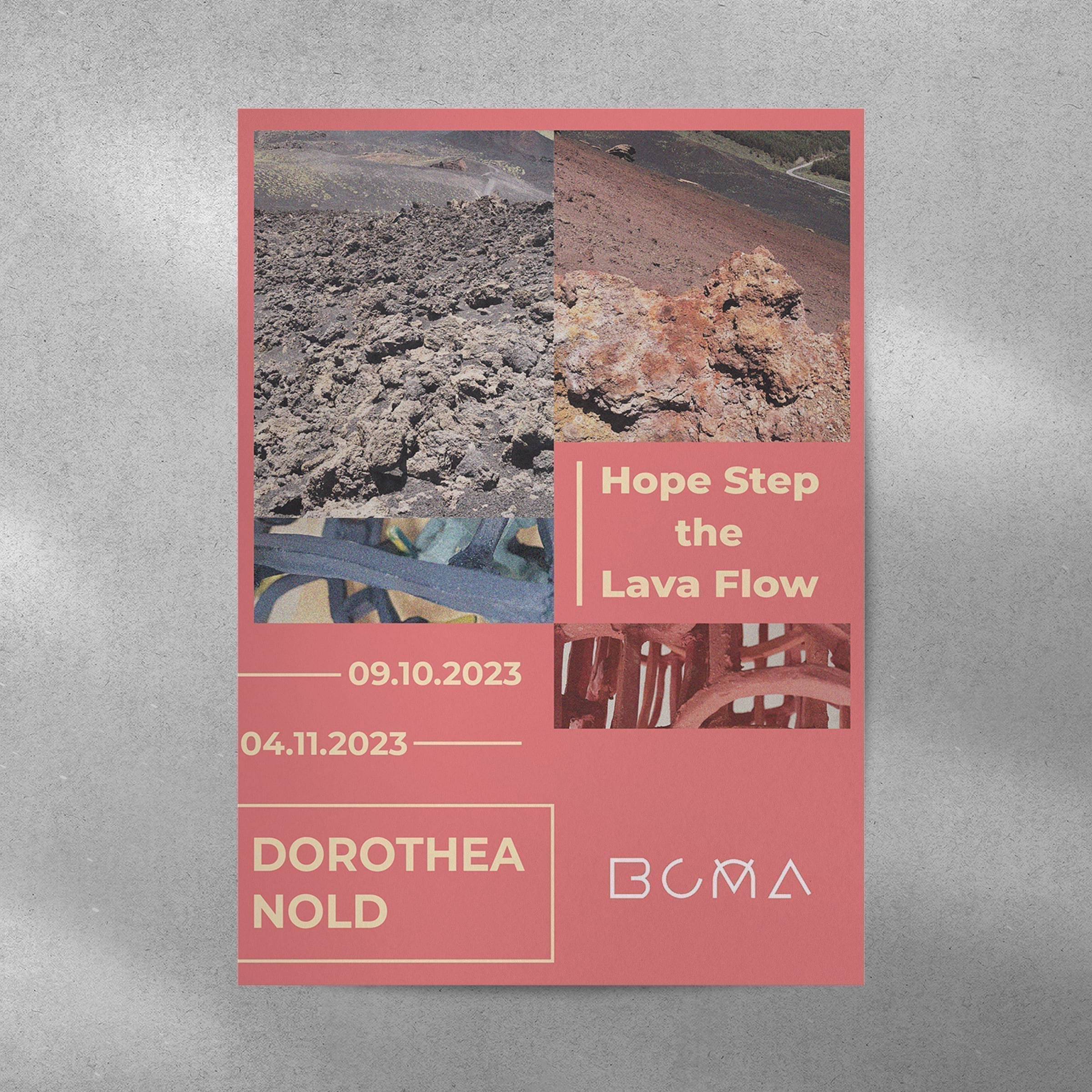Two poster variants mounted on a textured wall, side by side.