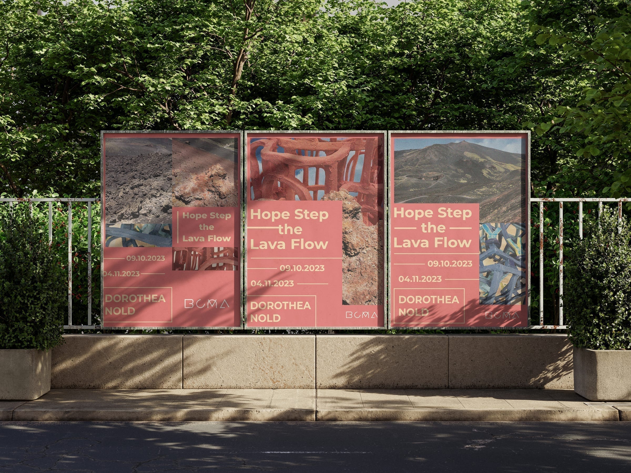 Three posters arranged as a row, showing series variation.