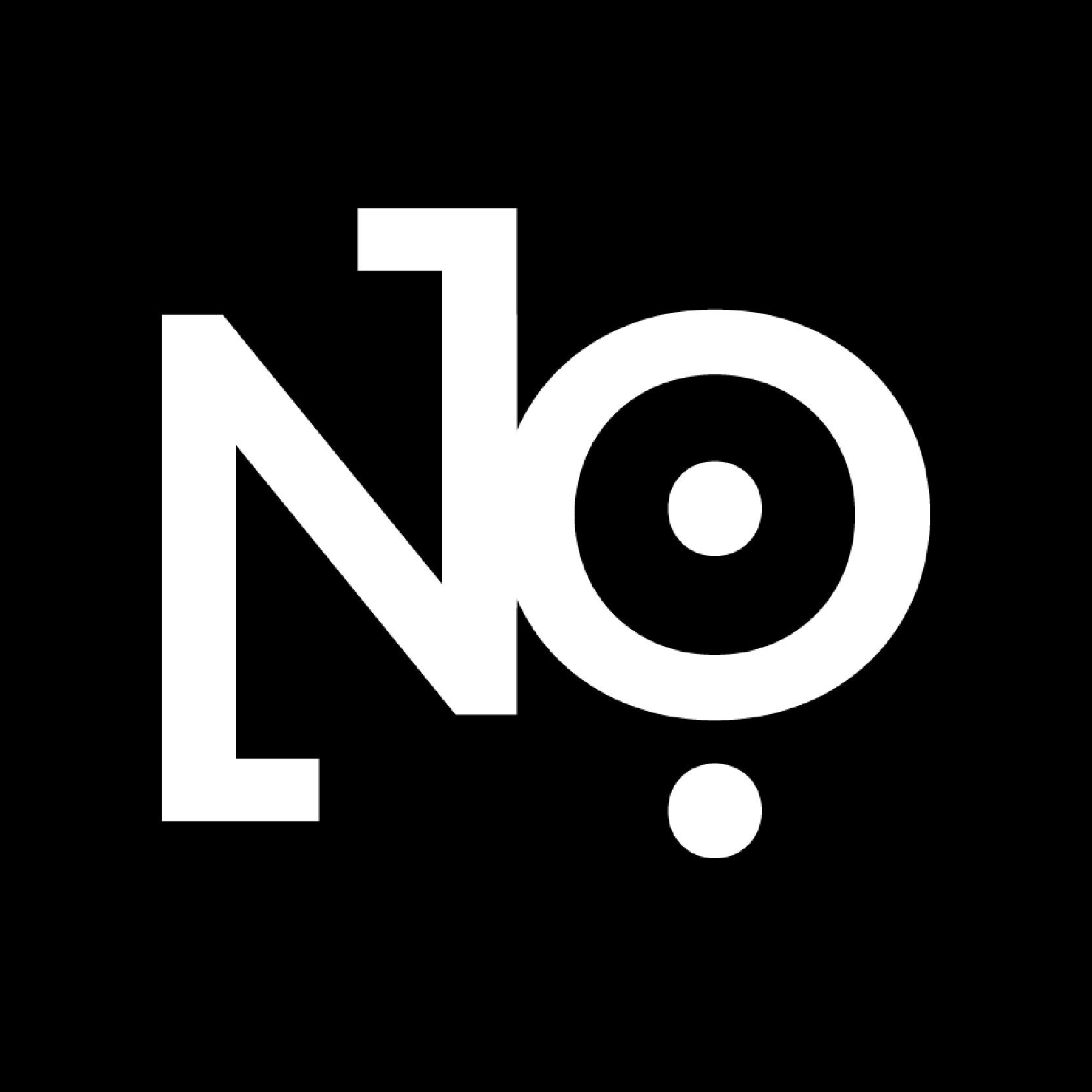 NO:118 Creative logo mark reversed, white on solid black background.